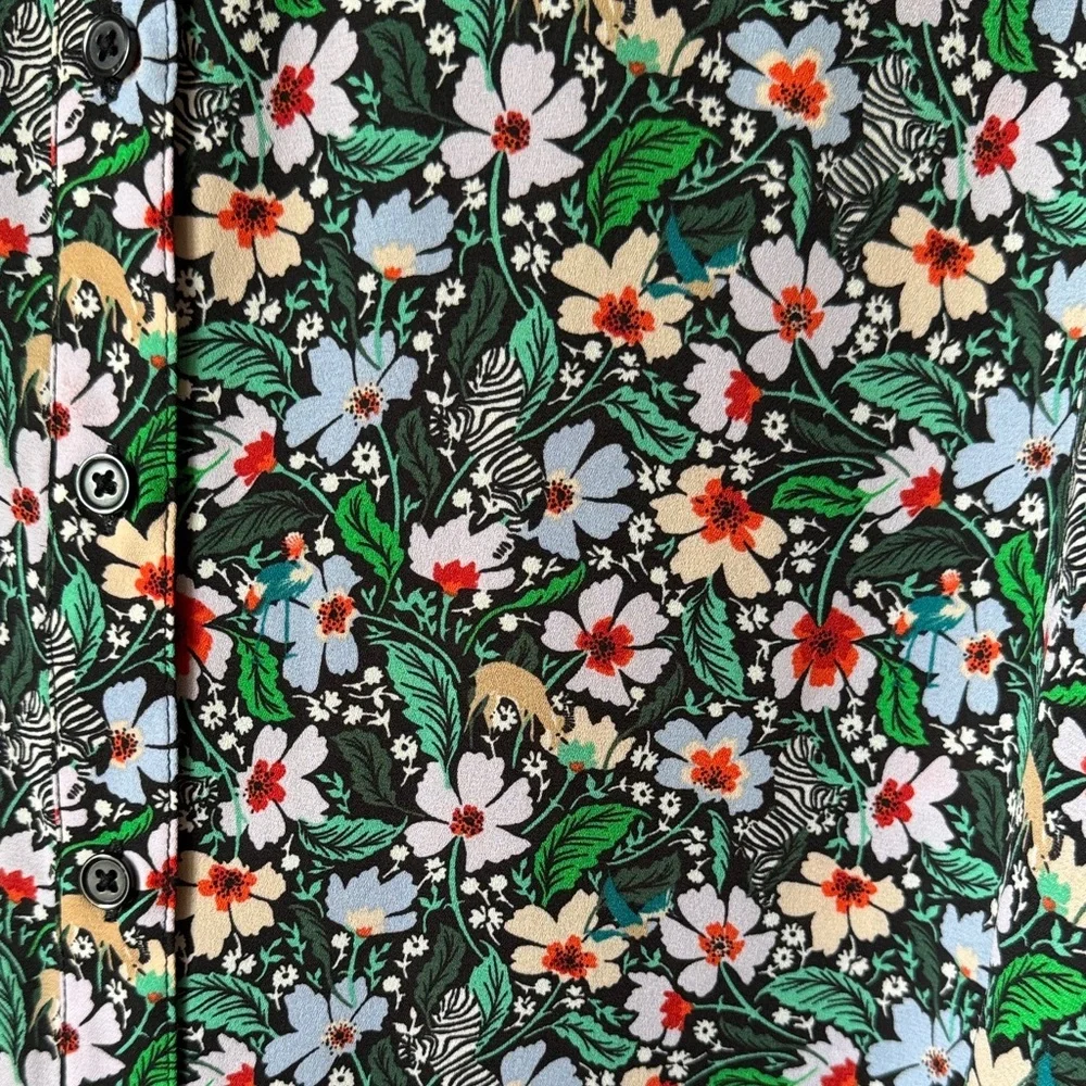 On 34th Floral Zebra Button-up Blouse Size Medium - Picture 3 of 5